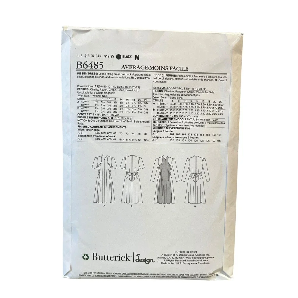 Butterick b6485 sewing